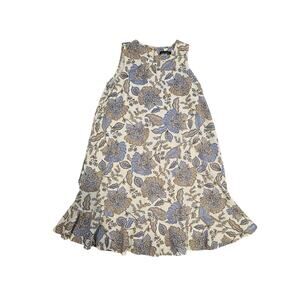 Tommy Hilfiger Cream Floral Midi Dress with Blue and Brown Print